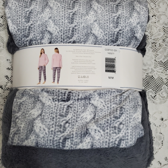 Jane and Bleeker Sherpa PJ 2pc set Gray Large - Picture 3 of 4